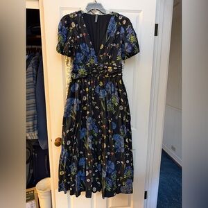 Anthropologie Katarina button front Floral Blue Dress